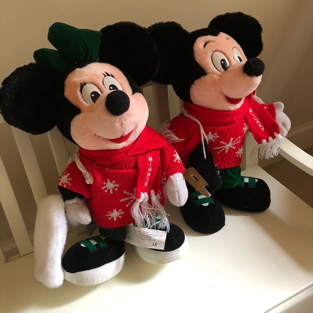 Set of 2 - 12" Disney Skater Minnie & Mickey Soft Plush